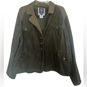 Caribbean Joe Olive Green Y2K Slouchy Corduroy Button Shacket XL